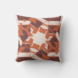 Oranje Bruine Beige Mediterrane Abstracte Bloem Kussen