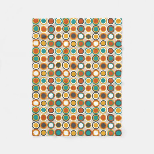 oranje, bruine, Blauwgroen Retrocirkels van 1970 Fleece Deken (Voorkant)