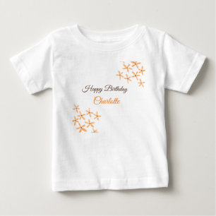 Oranje bruine bloem Happy Birthday Naam toevoegen