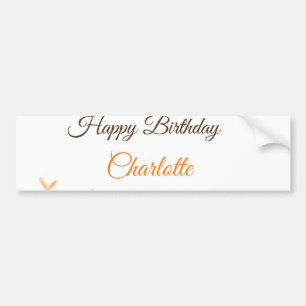 Oranje bruine bloem Happy Birthday Naam toevoegen  Bumpersticker
