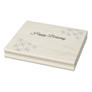 Oranje bruine bloem Happy Birthday Naam toevoegen Rubberstempel
