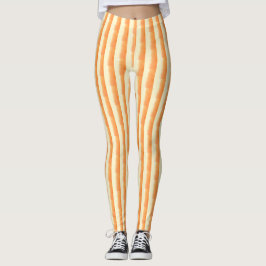 Oranje Bruine Crème Brush Stroke Verticale Strepen Leggings