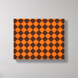 Oranje Bruine Diamantcontrolepatroon Canvas Afdruk