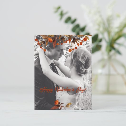 Oranje bruine gebladerte Valentijn Voeg je eigen f Briefkaart (Staand voorkant)