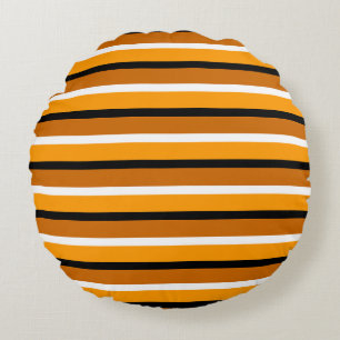 Oranje Bruine Strepen Patroon Ontwerp Rond Kussen