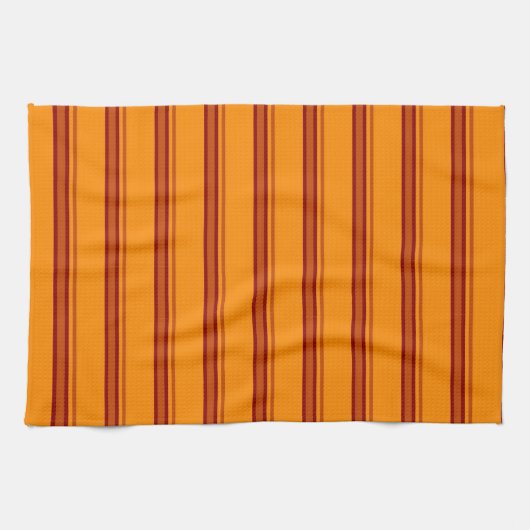 Oranje / bruine strips retro - keukenhanddoek (Horizontaal)
