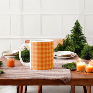 Oranje Buffalo Plaid Vakantie Koffiemok