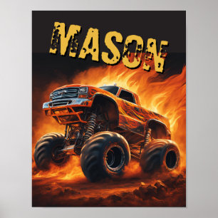 Oranje Bull Monster Truck Custom Name Poster