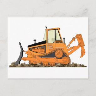 Oranje bulldozer briefkaart