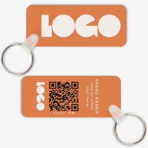 Oranje Business Logo QR Code, Bedrijf Horizontaal Sleutelhanger