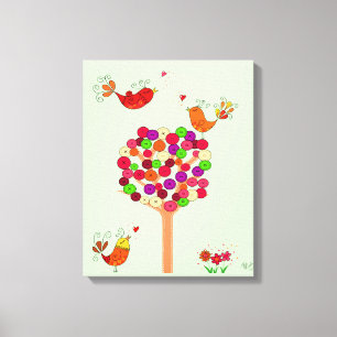 Oranje Button Canvas Afdruk