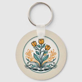 Oranje Button Sleutelhanger