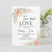 Oranje Cactus Boho Floral Couples Shower Kaart (Staand voorkant)