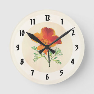 Oranje Californië Poppy Ronde Klok