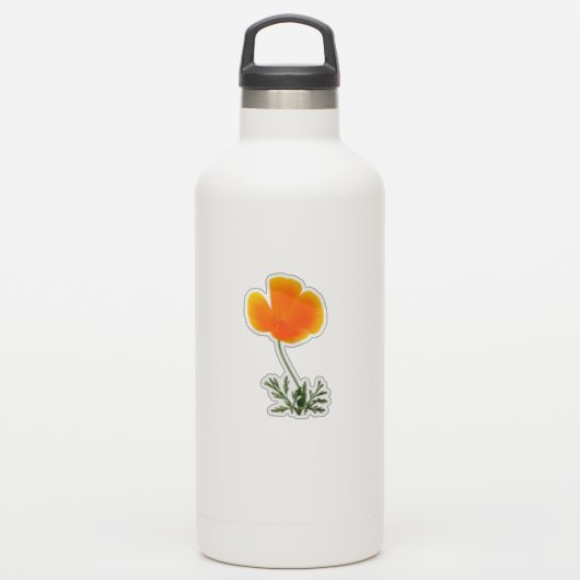 oranje Californische papaver Sticker (Waterfles)