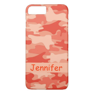 Oranje Camo Camouflage Naam Gepersonaliseerd iPhone 8 Plus / 7 Plus Hoesje