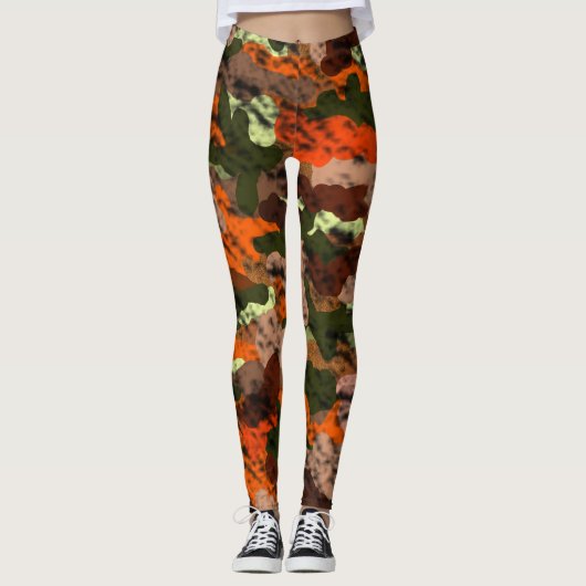 Oranje Camouflage Hunter-Leggings Leggings (Voorkant)