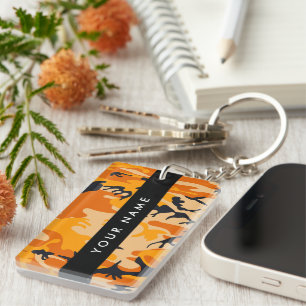 Oranje Camouflage Je naam personaliseren Sleutelhanger
