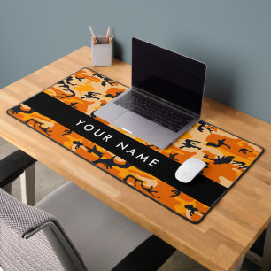 Oranje camouflage Jouw naam personaliseren Bureaumat