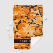 Oranje camouflage Jouw naam personaliseren Golfhanddoek (Insitu)