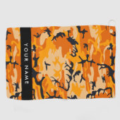 Oranje camouflage Jouw naam personaliseren Golfhanddoek (Horizontaal)