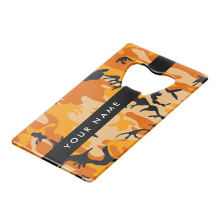 Oranje camouflage Jouw naam personaliseren Kredietkaart Flessenopener