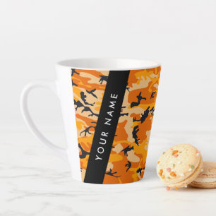 Oranje camouflage Jouw naam personaliseren Latte Mok