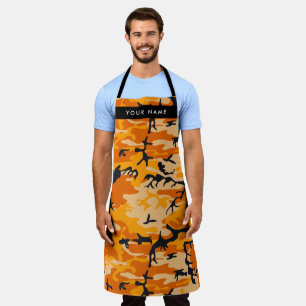 Oranje camouflage Jouw naam personaliseren Schort