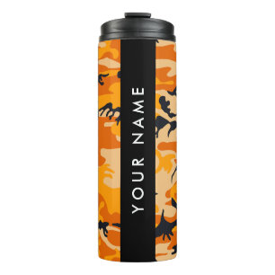 Oranje camouflage Jouw naam personaliseren Thermosbeker