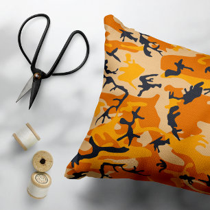 Oranje camouflage, leger accent kussen