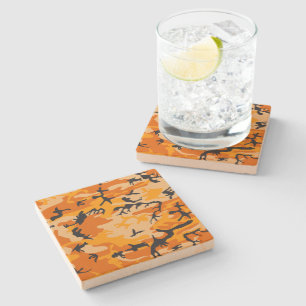 Oranje camouflage, leger stenen onderzetter
