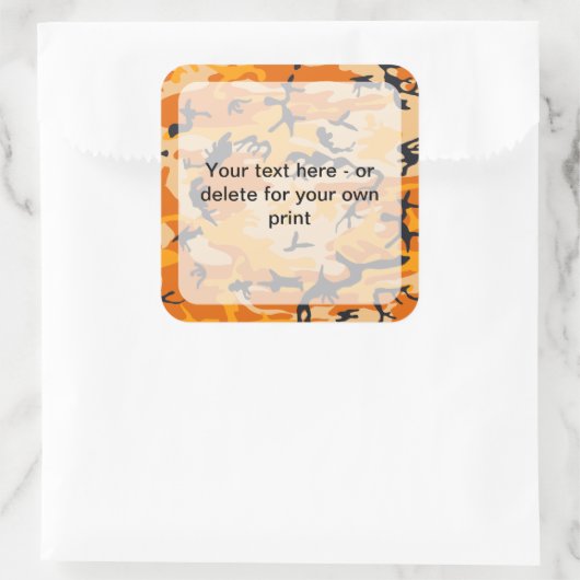 Oranje camouflage, leger vierkante sticker (Tas)