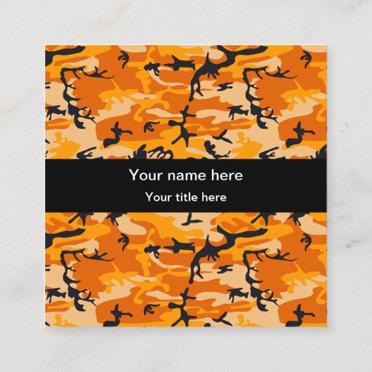 Oranje camouflage, leger vierkante visitekaartje (Achterkant)