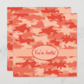 Oranje Camouflage Party Event Square Kaart (Voorkant / Achterkant)