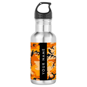 Oranje Camouflage Personaliseer je naam Waterfles