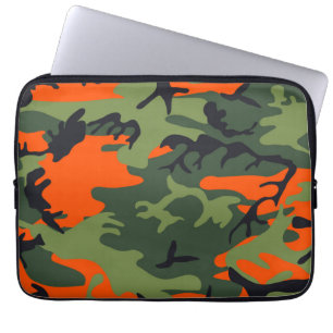 Oranje camouflagepatronen laptop sleeve