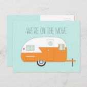 Oranje camper aankondigingskaart (Voorkant / Achterkant)