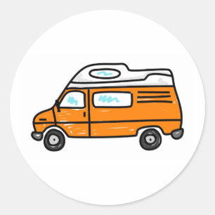 Oranje Campervan Ronde Sticker