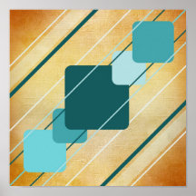 Oranje Canvas Teal Geometrische AP0010 Posters