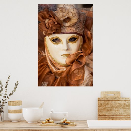 Oranje carnavalskostuum, Venetië Poster (Keuken)