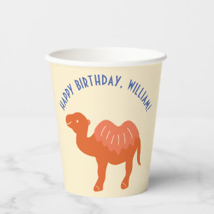 Oranje Cartoon Camel Birthday Persoonlijke partij Papieren Bekers