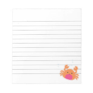 Oranje Cartoon Crab Lined Notitieblok