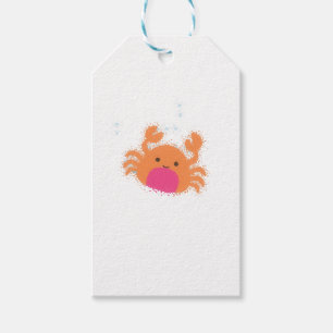 Oranje Cartoon krab Cadeaulabel