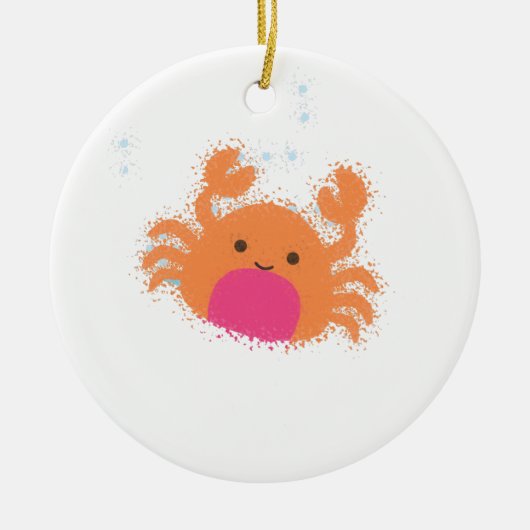 Oranje Cartoon krab Keramisch Ornament (Voorkant)
