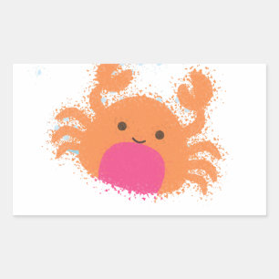 Oranje Cartoon krab Rechthoekige Sticker