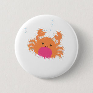 Oranje Cartoon krab Ronde Button 5,7 Cm