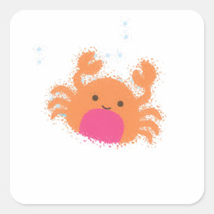 Oranje Cartoon krab Vierkante Sticker
