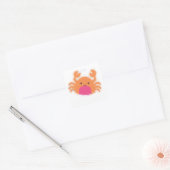 Oranje Cartoon krab Vierkante Sticker (Envelop)
