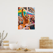 Oranje Cat Rocker Poster (Keuken)