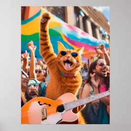 Oranje Cat Rocker Poster